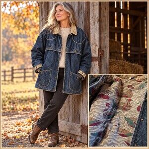 Inner View Plus Denim Barn Coat large Duck Lined Insulated Chore Jacket